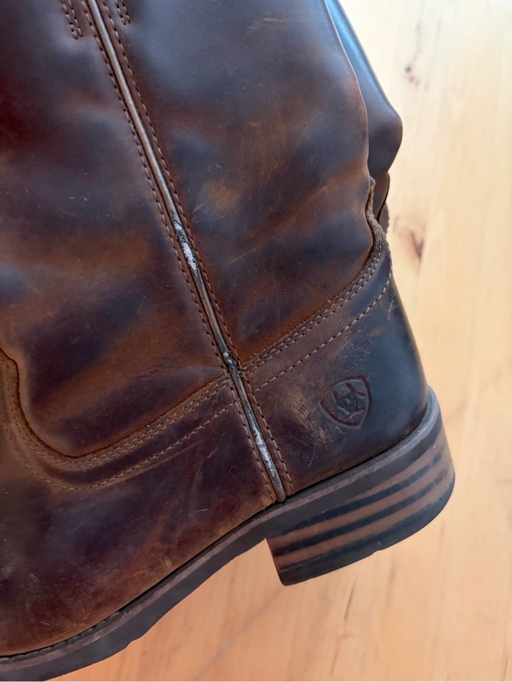 Women’s Brown Leather Pull-On Cowboy Boots - Classic Western Style - Picture 5 of 6